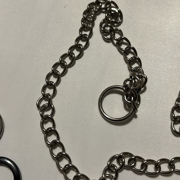 Gunmetal & Silver Metallic Circle Chain Belt L/XL 47” long 1 1/4” across circle - Picture 6 of 8